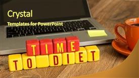  Presentation with cube - Audience pleasing slide deck consisting of healthy workplace - time to diet written backdrop and a wine colored foreground