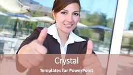  Presentation with healthy building - Amazing PPT theme having healthy workplace - young beautiful hispanic business woman backdrop and a coral colored foreground