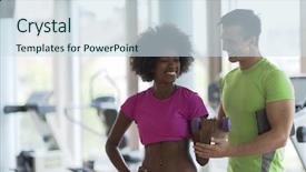  Presentation with healthy - Audience pleasing presentation consisting of healthy-young-couple-in-gym backdrop and a sky blue colored foreground