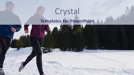  Presentation with snow day - Presentation design enhanced with healthy young couple jogging outside on snow in forest athlete running on beautiful sunny winter day background and a lemonade colored foreground