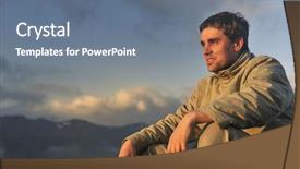  Presentation with height - Theme consisting of healthy young man practice yoga in height mountain at early morning and sunrise background and a gray colored foreground