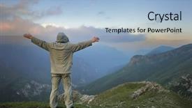  Presentation with height - Colorful theme enhanced with healthy young man practice yoga in height mountain at early morning and sunrise backdrop and a light blue colored foreground