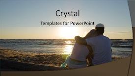  Presentation with healty - Slides having healty - couple sitting near the sea background and a light gray colored foreground