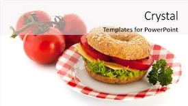  Presentation with bagel - Presentation design featuring healty - fresh bagel with cheese background and a white colored foreground