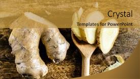  Presentation with healty - Theme enhanced with healty - fresh ginger background and a gold colored foreground