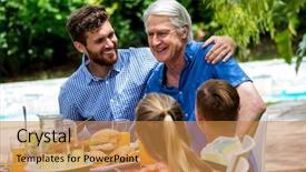  Presentation with father teaching children - PPT theme having healty - happy father and son background and a gold colored foreground