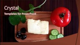  Presentation with healty - Slide deck consisting of healty breakfast on wooden plate background and a wine colored foreground