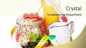  Presentation with healty - Presentation theme enhanced with healty breakfast with muesli berries background and a blonde colored foreground