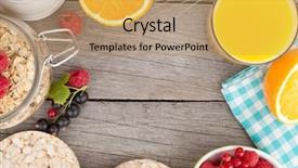  Presentation with muesli - Colorful presentation theme enhanced with healty breakfast with muesli berries backdrop and a coral colored foreground