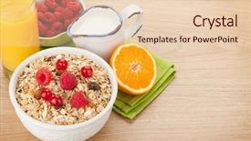  Presentation with orange juice - Amazing slides having healty breakfast with muesli berries backdrop and a lemonade colored foreground