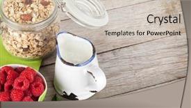  Presentation with healty - Colorful PPT theme enhanced with healty breakfast with muesli berries backdrop and a soft green colored foreground