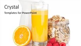  Presentation with orange juice - Slide deck having healty breakfast with muesli berries background and a white colored foreground