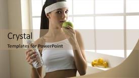  Presentation with healty - Slides enhanced with healty eating and exercise concept background and a coral colored foreground