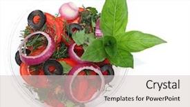  Presentation with healty - Presentation design with healty food - fresh salad in plastic bowl background and a  colored foreground