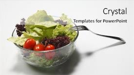  Presentation with healty - Colorful PPT theme enhanced with healty food - salad with the fork backdrop and a white colored foreground