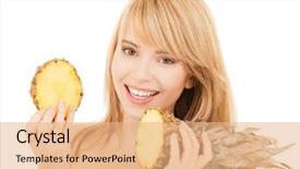  Presentation with healty - Cool new slide set with healty food and nutrition concept backdrop and a coral colored foreground