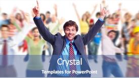  Presentation with happiness - Slide deck featuring healty hand - group of laughing happy people background and a ocean colored foreground