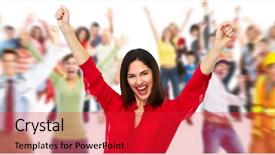  Presentation with healty - Slides enhanced with healty hand - group of laughing happy people background and a red colored foreground