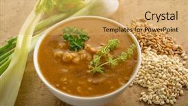  Presentation with healty - Cool new PPT layouts with healty life - barley soup on bowl backdrop and a yellow colored foreground