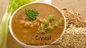  Presentation with healty - Amazing PPT layouts having healty life - barley soup on bowl backdrop and a gold colored foreground