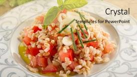  Presentation with healty - PPT layouts having healty life - salad with spelt and tomatoes background and a lemonade colored foreground