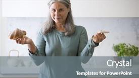  Presentation with rice - Cool new presentation design with healty life - senior woman choosing between rice backdrop and a gray colored foreground