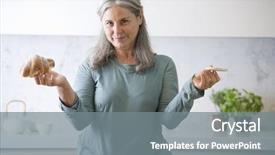  Presentation with love between man and woman - Presentation design featuring healty life - senior woman choosing between rice background and a gray colored foreground