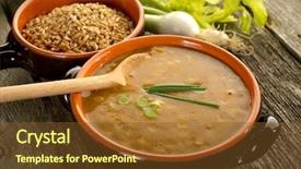  Presentation with healty - Slide deck featuring healty life - spelt soup on bowl background and a tawny brown colored foreground
