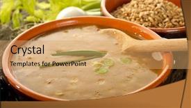  Presentation with healty - Slide set with healty life - spelt soup background and a yellow colored foreground