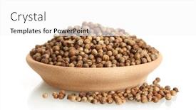  Presentation with clay - Audience pleasing theme consisting of heap coriander seeds in clay backdrop and a white colored foreground