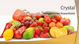  Presentation with vegetable garden - Beautiful slides featuring heap different fruits vegetables backdrop and a lemonade colored foreground