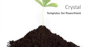  Presentation with dirt - Presentation enhanced with heap dirt with a green plant on white background background and a white colored foreground