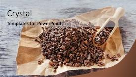  Presentation with cocoa - Presentation design consisting of aromatic cocoa nibs and scoop background and a light gray colored foreground