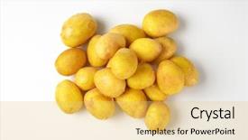  Presentation with potato - Amazing PPT theme having heap of baby potatoes backdrop and a yellow colored foreground