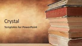  Presentation with islam books - PPT layouts having heap of books with brown background and a coral colored foreground