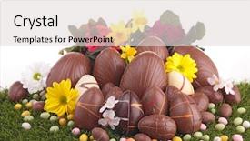  Presentation with chocolate - Slide set featuring heap of chocolate easter eggs background and a  colored foreground