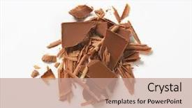  Presentation with white chocolate - Colorful presentation design enhanced with heap of chocolate shavings backdrop and a coral colored foreground