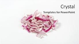  Presentation with red and white abstract - Theme having heap of chopped red onion background and a  colored foreground