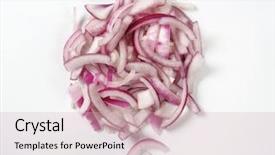  Presentation with red onion - Beautiful PPT layouts featuring heap of chopped red onion on white background backdrop and a soft green colored foreground