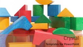  Presentation with color blocks - Amazing PPT theme having heap of color blocks backdrop and a red colored foreground