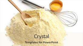  Presentation with egg - Slide deck having heap of cornmeal with egg background and a blonde colored foreground