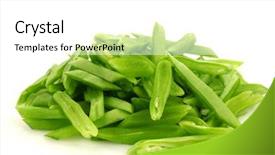  Presentation with beans - Slides consisting of heap of cut string beans background and a  colored foreground