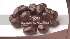 Presentation with chocolate covered nuts - Presentation design enhanced with heap-of-dark-chocolate-covered background and a tawny brown colored foreground