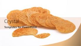  Presentation with potato chips - PPT theme featuring heap-of-delicious-potato-chips background and a gold colored foreground