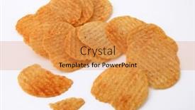  Presentation with potato chips - Presentation design consisting of heap-of-delicious-potato-chips background and a gold colored foreground
