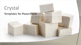  Presentation with white cheese - Slide set having heap-of-diced-tofu-cheese background and a white colored foreground