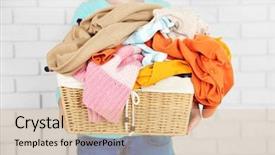  Presentation with bricks - Colorful presentation design enhanced with heap of different clothes backdrop and a lemonade colored foreground