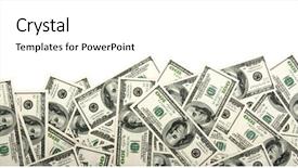  Presentation with money racker - PPT theme enhanced with heap of dollars money background background and a white colored foreground
