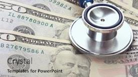  Presentation with us dollars - Presentation design consisting of heap-of-dollars-with-stethoscope background and a light gray colored foreground