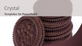  Presentation with cookies chocolate filling - Cool new PPT theme with heap-of-double-chocolate-cookies backdrop and a light gray colored foreground